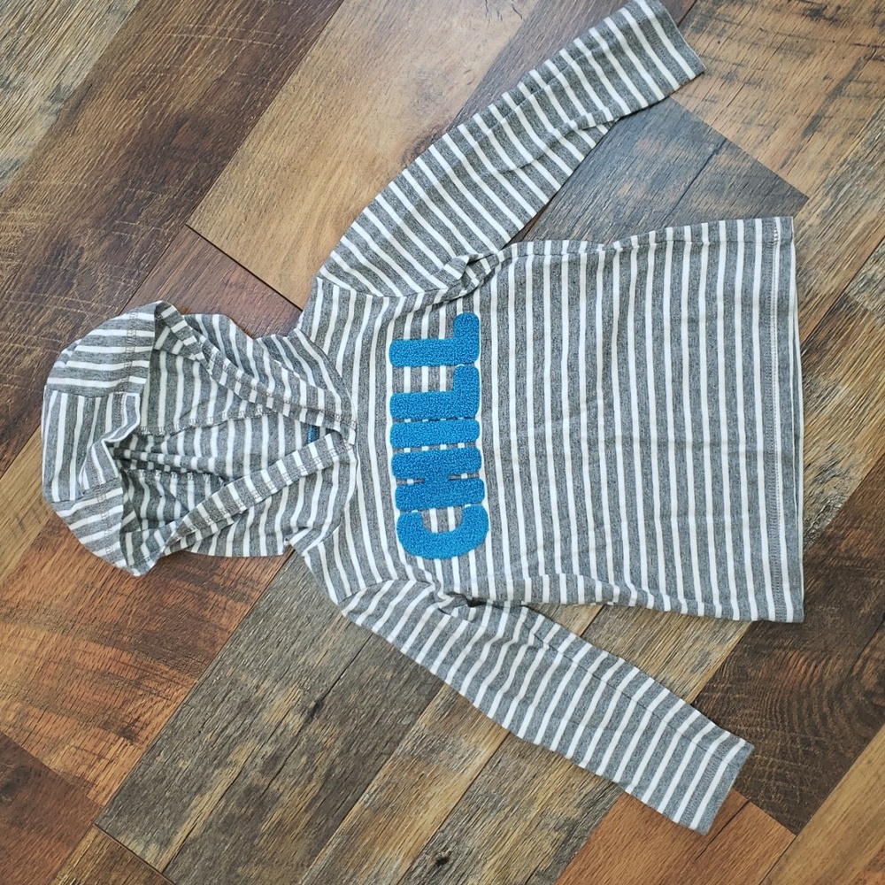 Carter's Gray & White Stripe Chill Graphic Hooded Long Sleeve Shirt, Size 18M